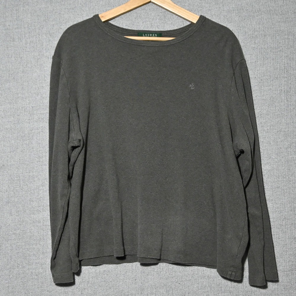 Lauren Ralph Lauren Long Sleeve Top Womens 2X Charcoal Grey